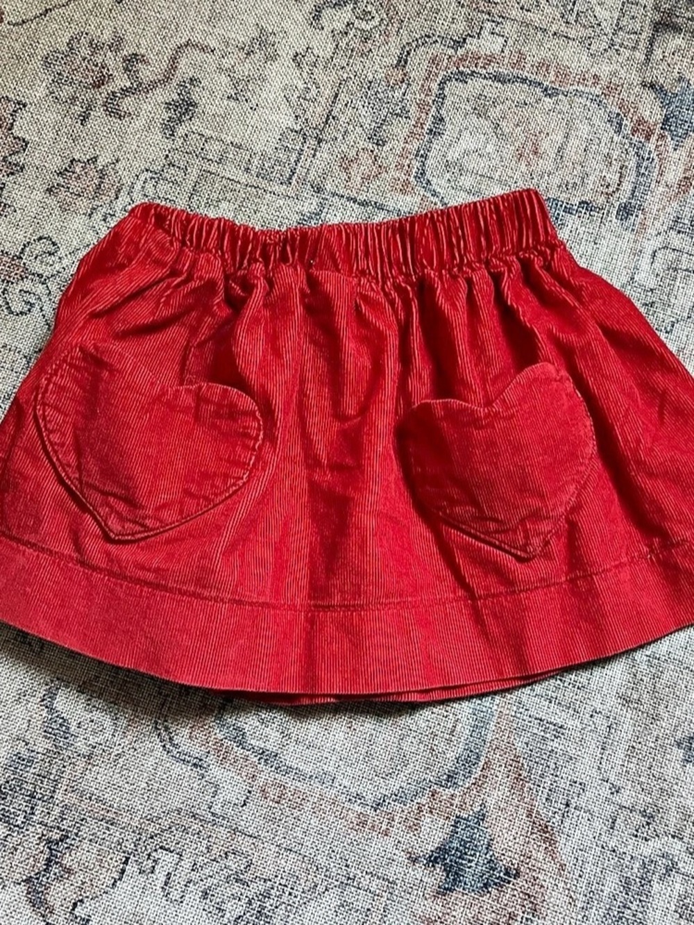 Valya Kids Red Corduroy Heart Pocket Skirt Size 2T Like New